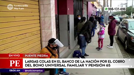 Largas colas en el Banco de la Nación por el cobro del Bono Universal Familiar y Pensión 65 | Primera Edición (HOY)
