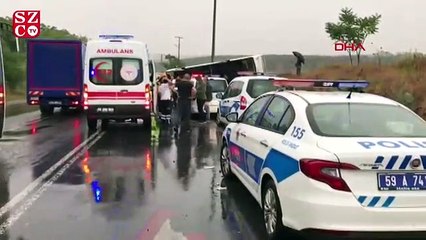 Tekirdağ'da işçi midibüsü devrildi 10 yaralı