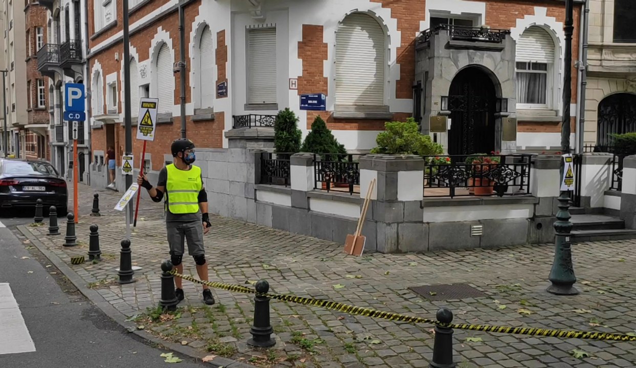 Action d'Amnesty International devant l'ambassade de Biélorussie à Ixelles