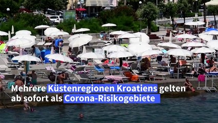 Mehrere Küstenregionen Kroatiens als Corona-Risikogebiete eingestuft