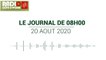 Journal de 08 heures du 20 août 2020 [Radio Côte d'Ivoire]