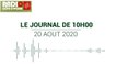 Journal de 10 heures du 20 août 2020 [Radio Côte d'Ivoire]