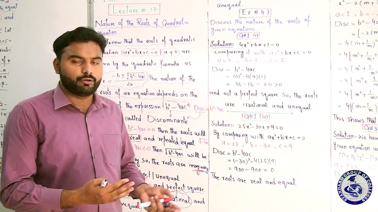 Lecture#17_Nature Of Roots Of Quadratic Equation..