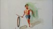 Watercolor painting of a village boy _ Watercolor figure painting