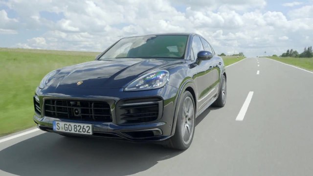The new Porsche Cayenne GTS Coupé in Moonlight blue Driving Video