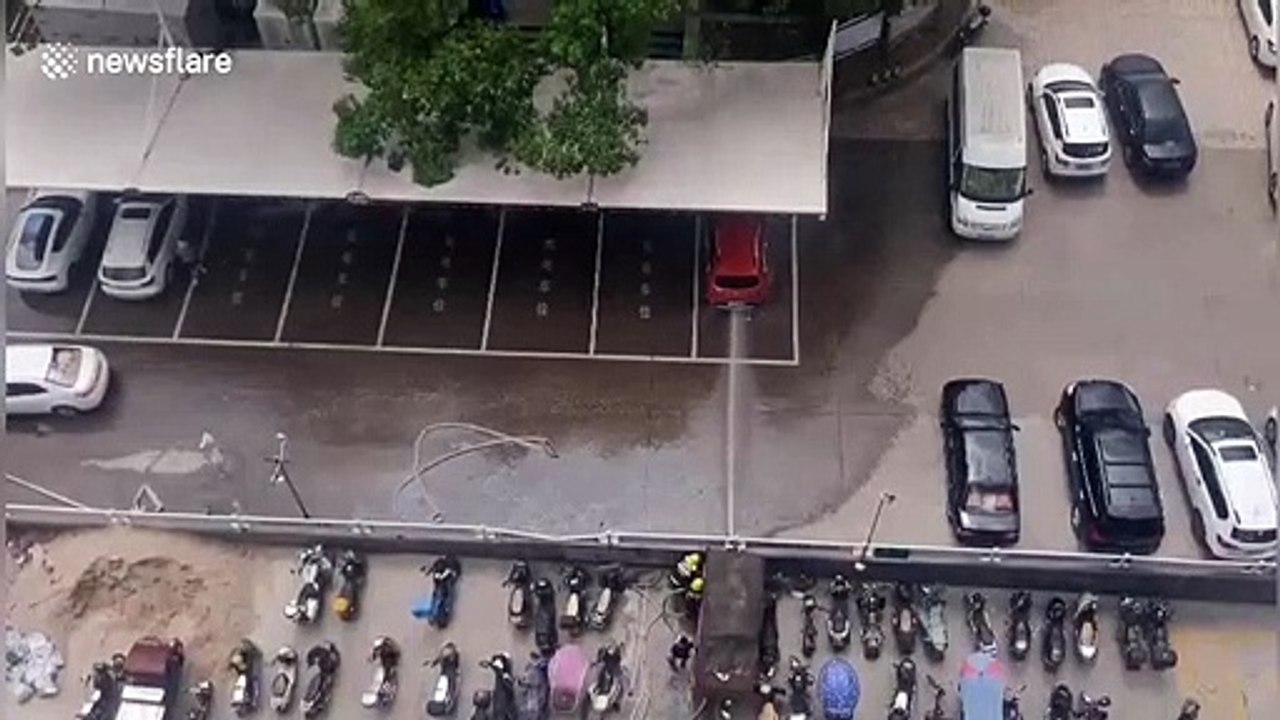Electric car explodes while charging in southern China video Dailymotion