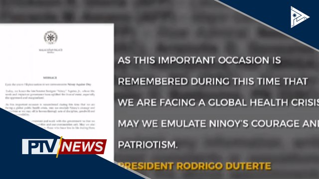Pres. #Duterte: Pagmamahal sa bayan ni ex-Sen. Ninoy Aquino, dapat isabuhay ngayong may pandemic