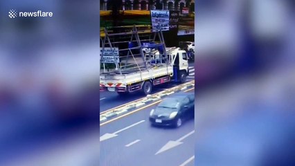 Thai truck driver survives after being electrocuted from power lines