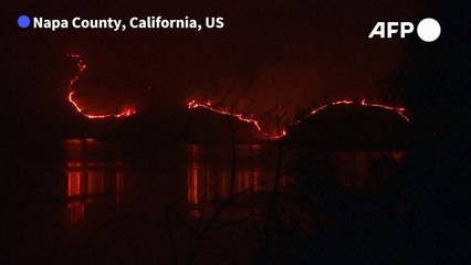 Wildfire burns near Lake Hennessey in Northern California