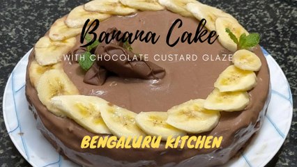 How To Make Easy BANANA CAKE / With Chocolate Custard Glaze
