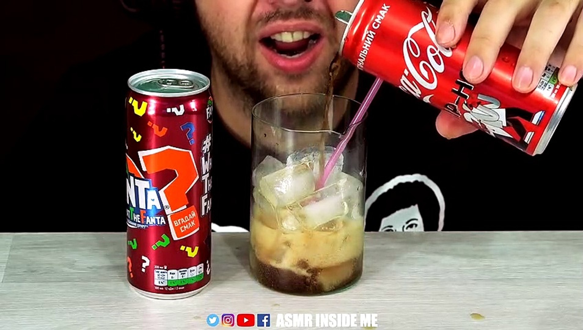 ASMR DRINKING ICY COCA-COLA AND FANTA