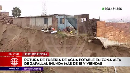 Rotura de tubería de agua potable en zona alta de Zapallal inundó más de 15 viviendas | Primera Edición (HOY)