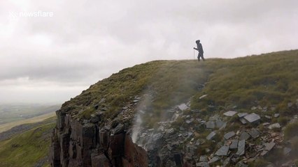 Storm Ellen's strong winds in UK blow waterfall UP