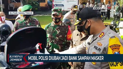 Mobil Polres Blitar Diubah Jadi Bank Sampah Masker
