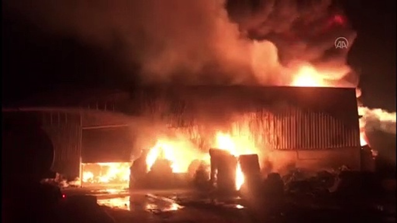 Adana'da geri dönüşüm fabrikasında çıkan yangına müdahale ediliyor