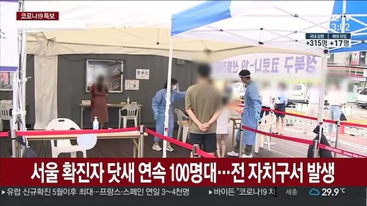 서울 확진자 닷새 연속 100명대…전 자치구서 발생