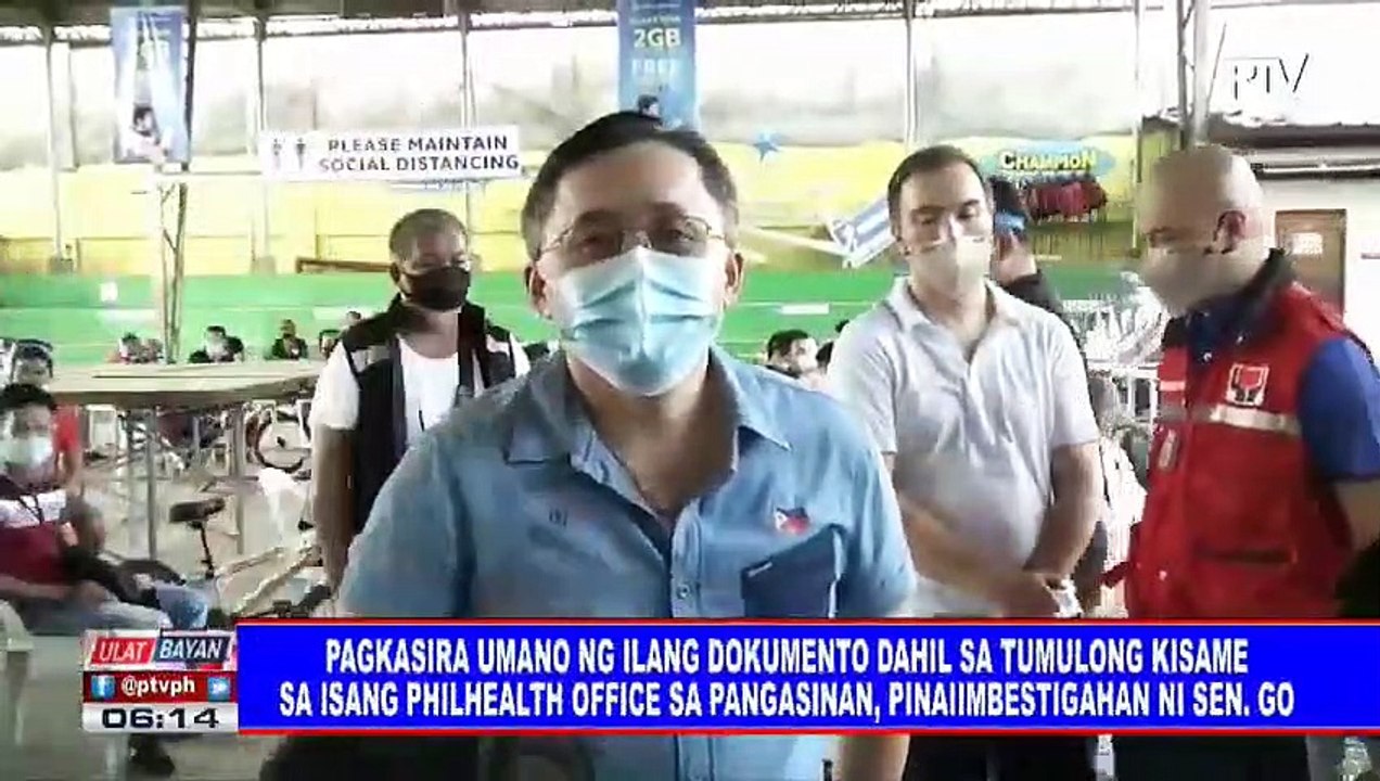 Pagkasira umano ng ilang dokumento dahil sa tumulong kisame sa isang PhilHealth  office sa Pangasinan, pinaiimbestigahan ni Sen. Go