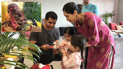Karanvir Bohra Perform Ganpati Rituals With Family