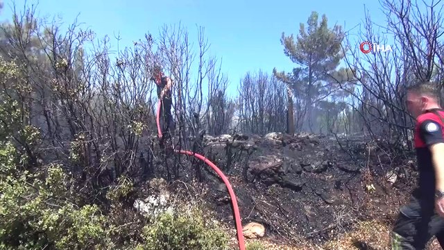 Çalılık alanda çıkan yangın zamanında müdahale ile söndürüldü
