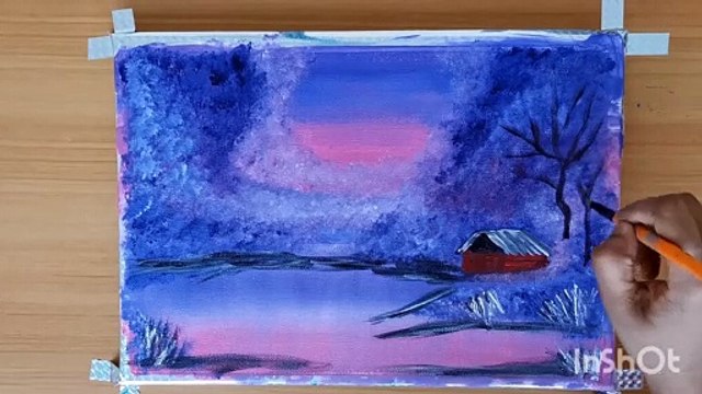 Acrylic Painting for Beginners | Easy Acrylic Painting | Simple Tutorial | Lonely red house