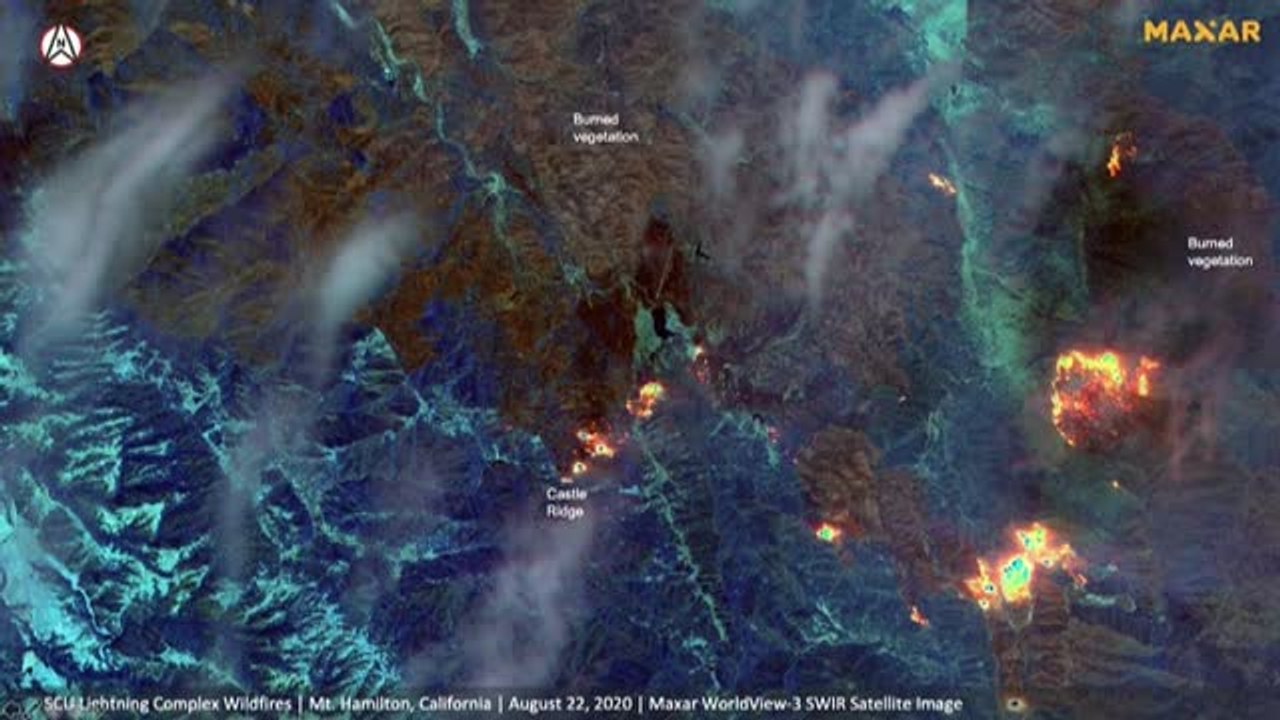 Un satélite revela los principales focos activos de incendios en California