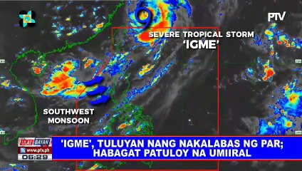 PTV INFO WEATHER:  'Igme', tuluyan nang nakalabas ng PAR; Habagat patuloy na umiiral