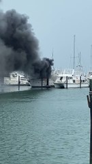 Boat Engulfed in Flames After Lightning Strike