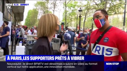 À quelques heures de la finale, de nombreux supporters du PSG font la queue devant la boutique officielle