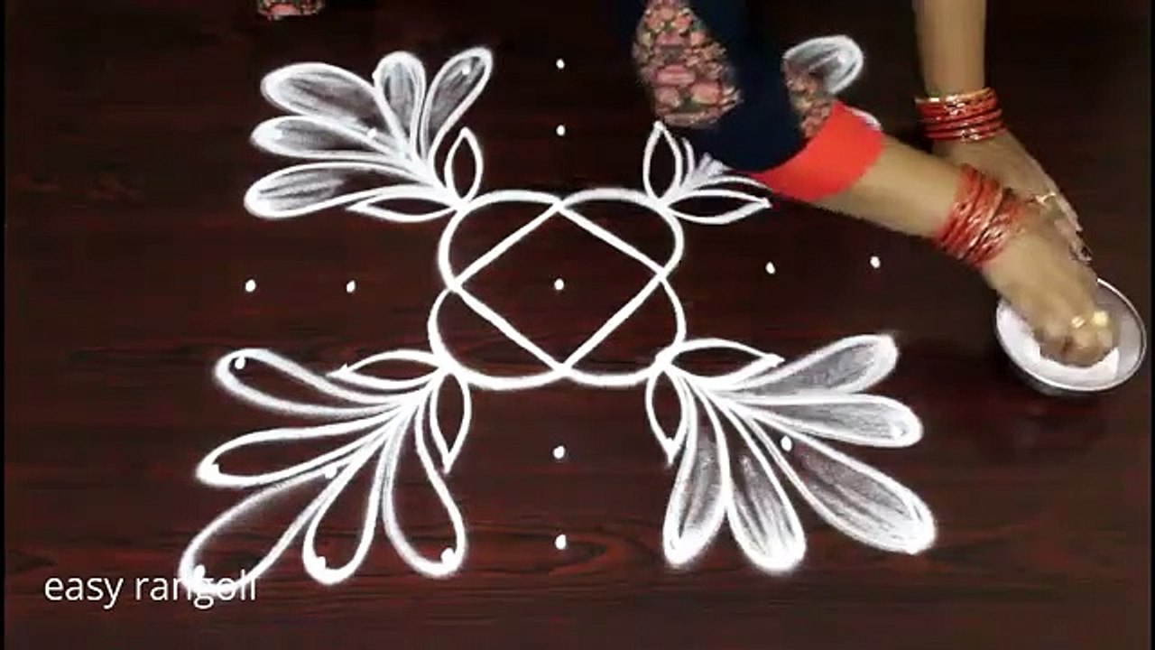 creative muggulu ,rangoli art designs with 7 dots,   latest easy & simple kolam