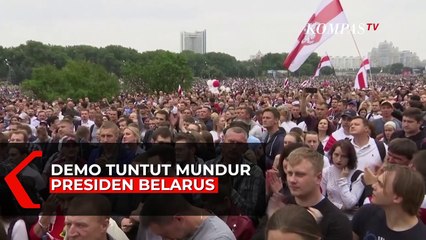 Ratusan Ribu Pengunjuk Rasa Menuntut Mundur Presiden Belarus