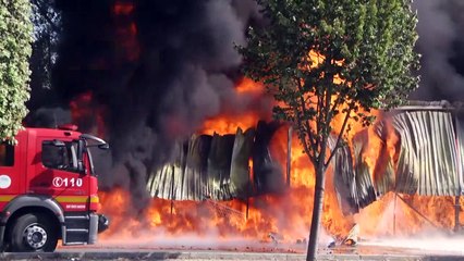 Marketin deposunda çıkan yangına müdahale ediliyor (2) - SAKARYA