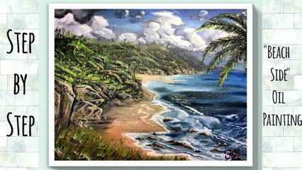 Oil painting for beginners of beautiful seascape beach side scenery