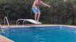 Diving Board Breaks While Guy Tries to Jump Into Swimming Pool