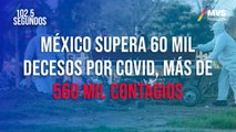 México supera 60 mil decesos por Covid, más de 560 mil contagios