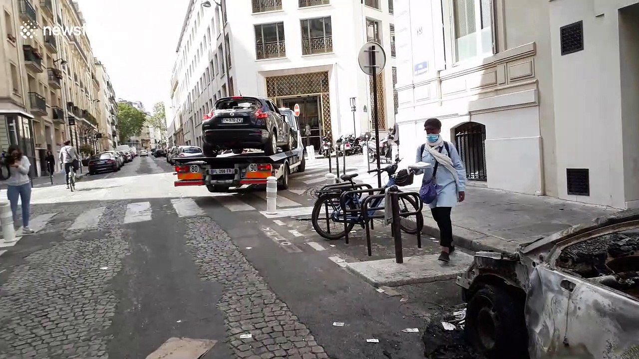 Police assess damage caused by PSG fans after their Champions League final defeat