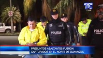 Tres sujetos que robaban en una gasolinera fueron capturados en Guayaquil: Presuntos asaltantes vestían uniforme de la Policía Nacional