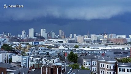 Timelapse of menacing rainstorm rolling into Boston