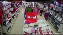 Esenler'de mağaza çalışanı genç kıza taciz girişimi kamerada