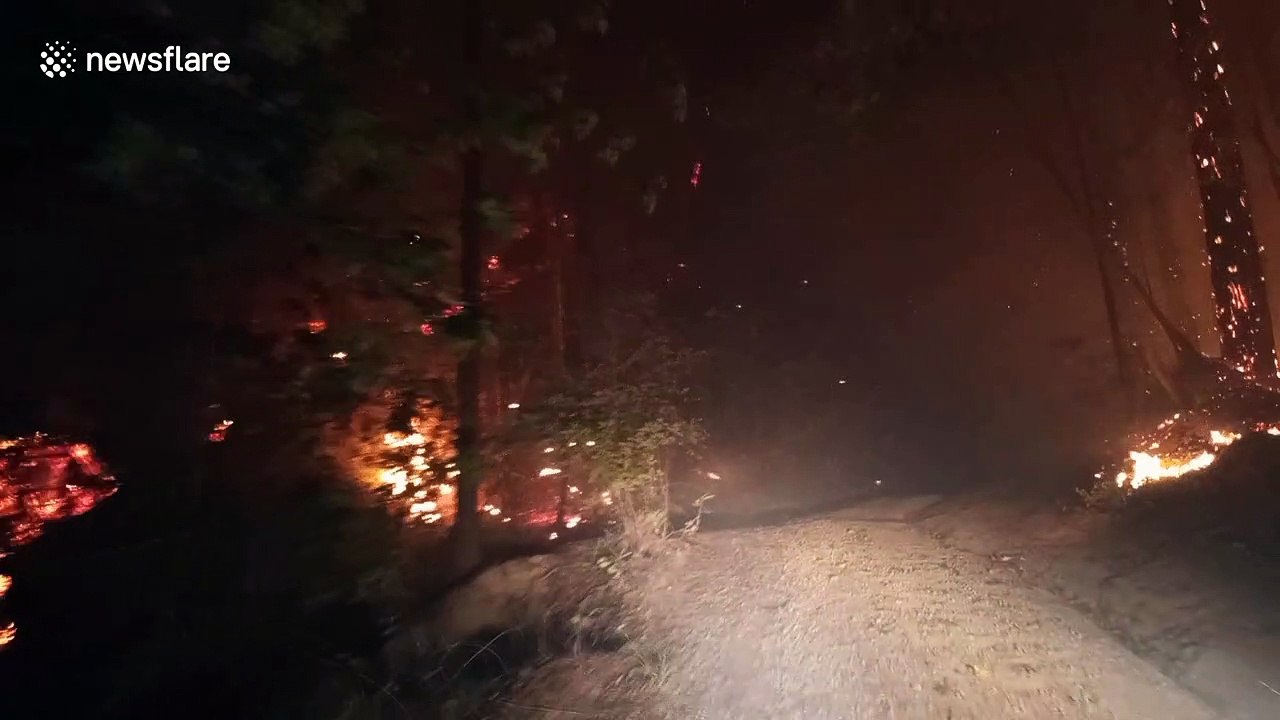 Shocking scene as driver passes through the CZU August Lightning Complex Fire in California