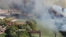 Roma - Vasto incendio di sterpaglie nella zona nord (22.08.20)