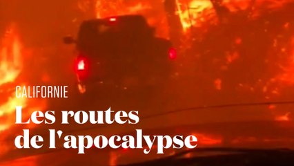 Descargar video: Les images surréalistes des automobilistes qui fuient les incendies en Californie