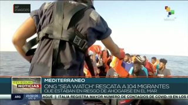 Rescata barco humanitario a 104 migrantes en el Mediterráneo