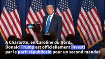 Donald Trump prononce un discours après avoir obtenu l'investiture républicaine