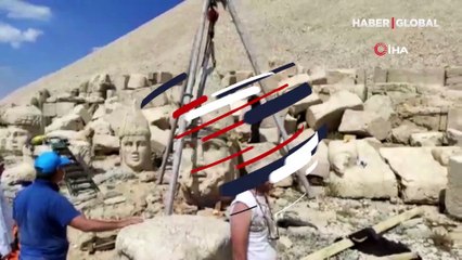 Nemrut Dağı'ndaki 2 bin 60 yıllık heykel devrilmekten kurtarıldı