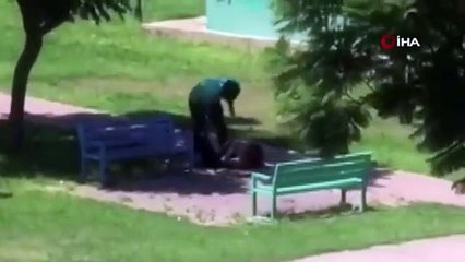 Hem vurdu, hem "bağırma" dedi... Parkta kadına şiddet kamerada