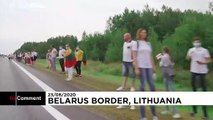 زنجیرهٔ‌ انسانی در مرز لیتوانی در حمایت از جنبش دموکراسی‌خواهانهٔ بلاروس