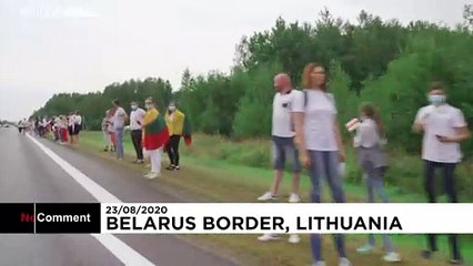 زنجیرهٔ‌ انسانی در مرز لیتوانی در حمایت از جنبش دموکراسی‌خواهانهٔ بلاروس