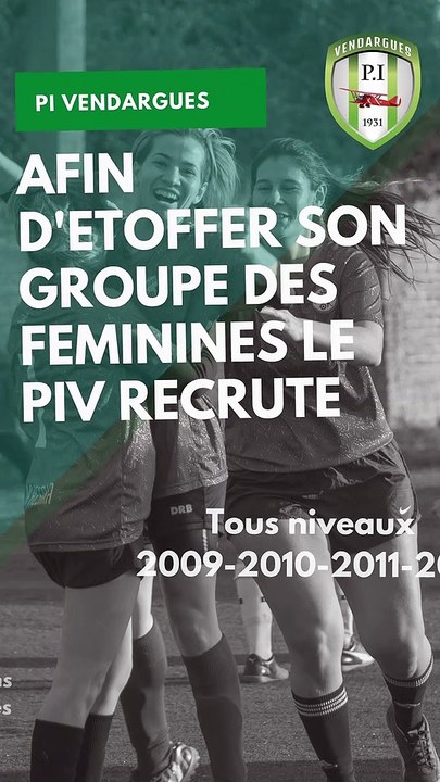 Le PI Vendargues recrute des féminines