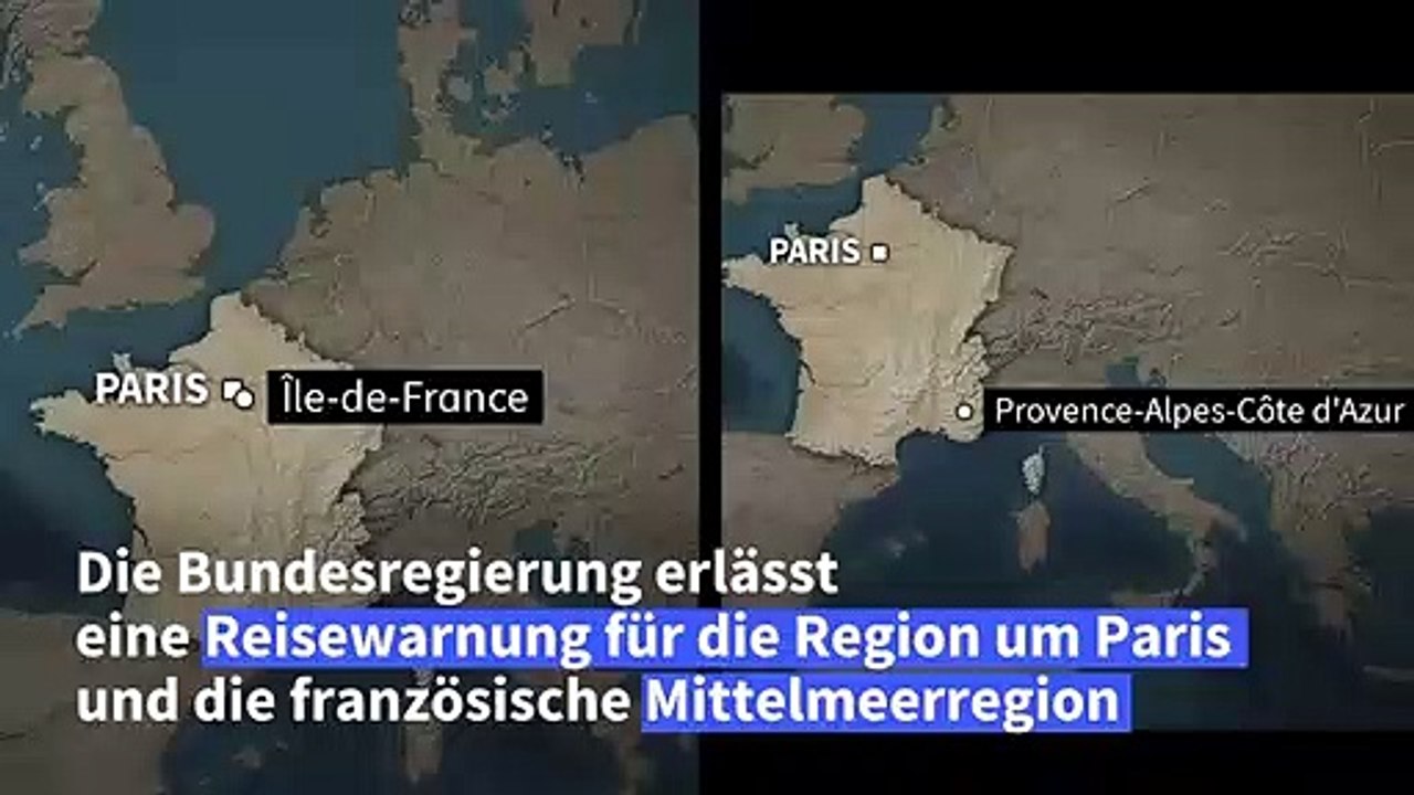 Reisewarnung für Region Paris und Mittelmeergegend erlassen