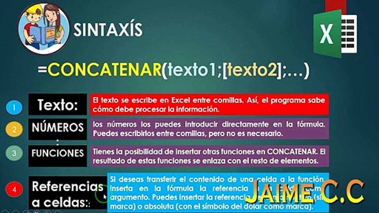 Función CONCATENAR EN EXCEL